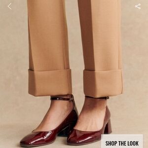 Sezane Tan Tailored Trousers with Cuffed Hems